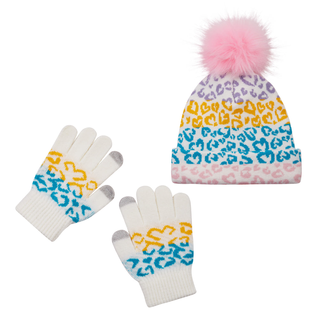 Multicolor Hearts Winter Hat & Gloves Set - Andy & Evan