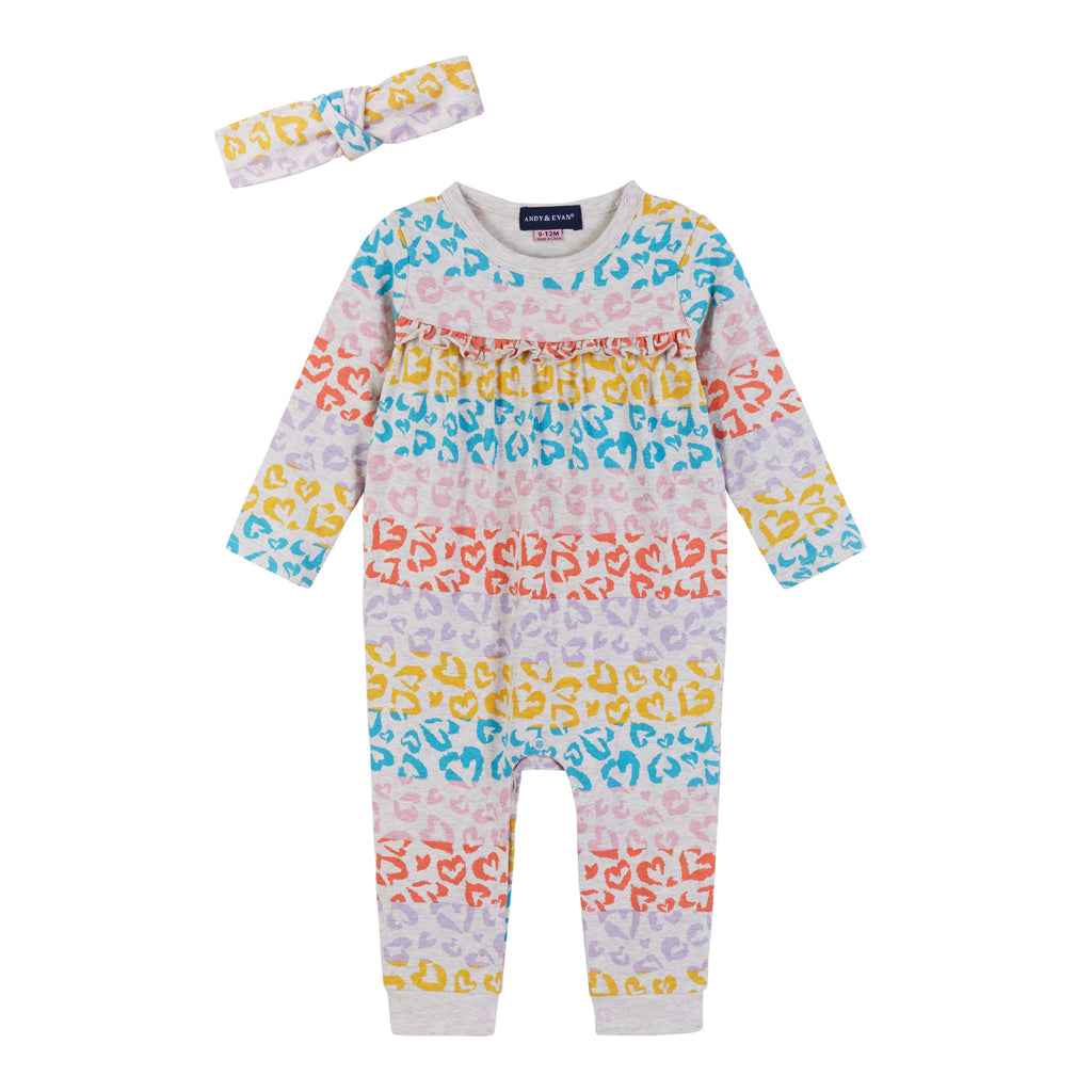 Baby Girls Colorful Heart Romper with Headband - Andy & Evan