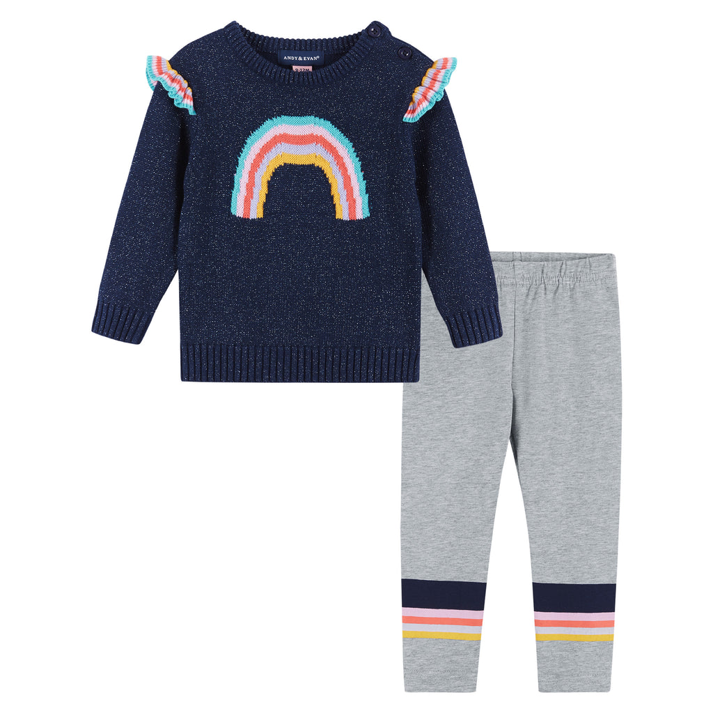 Baby Girls Navy Rainbow Sweater Set - Andy & Evan