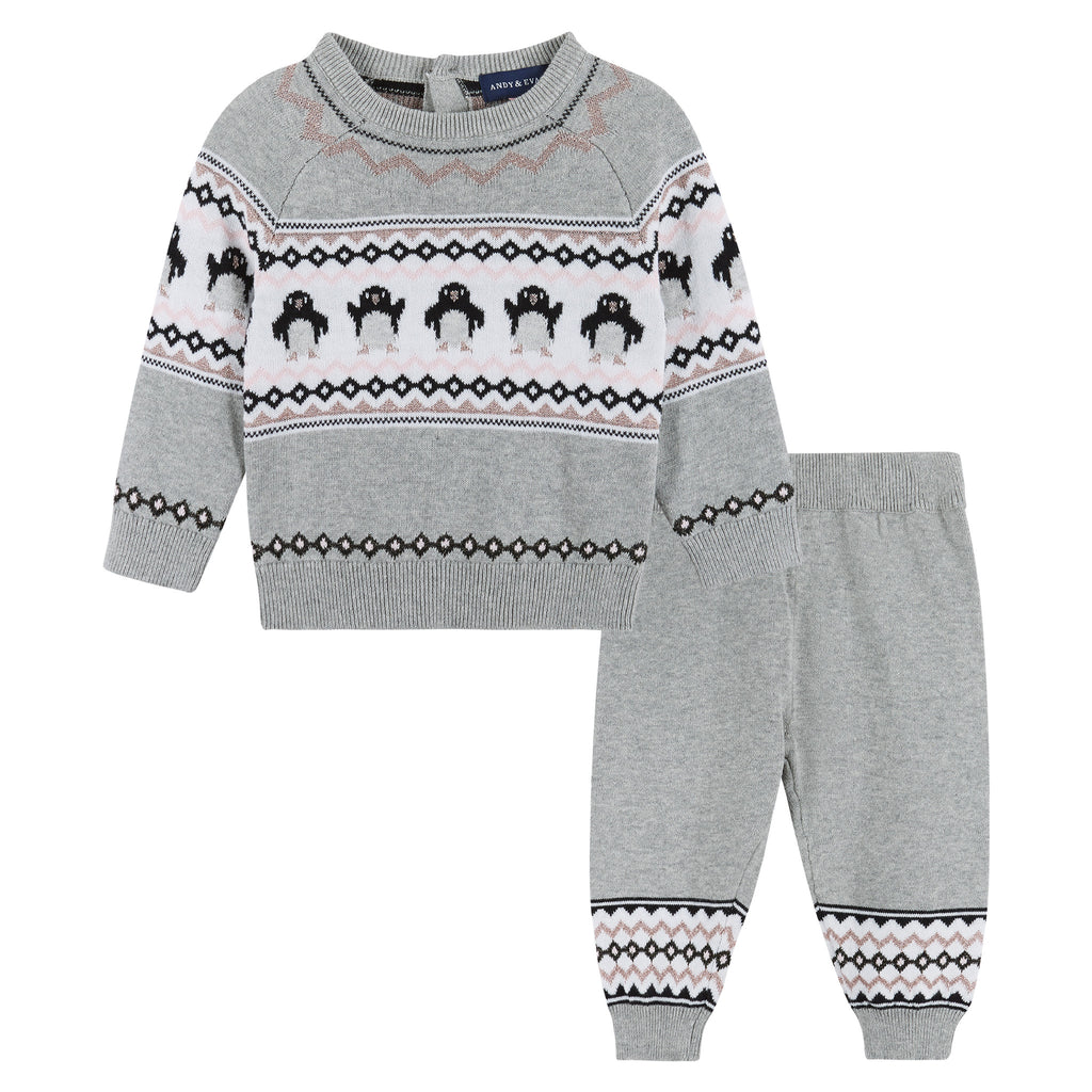 Baby Girl Penguin Fair Isle Sweater Set - Andy & Evan