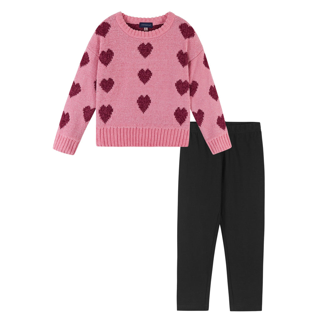 Pink Hearts Sweater Set - Andy & Evan