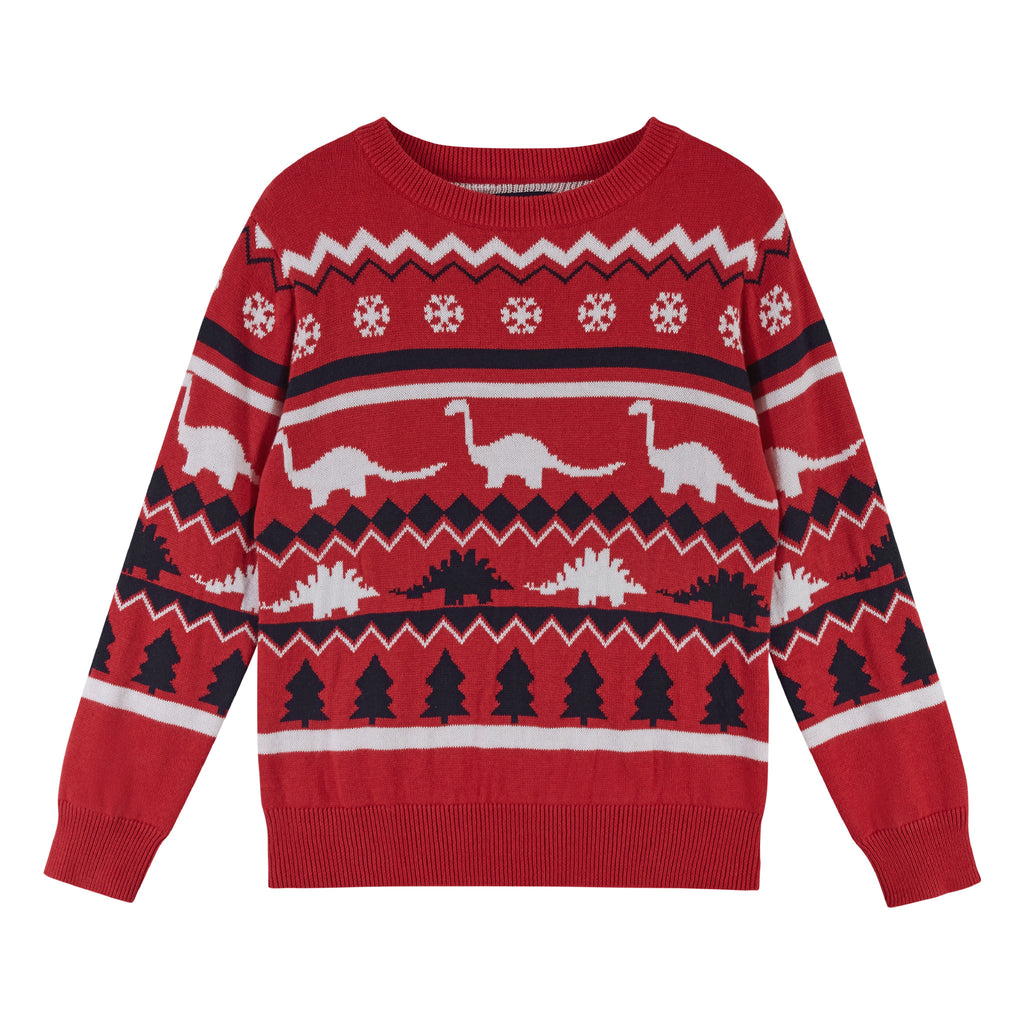 Red Dinosauric Holiday Sweater Set - Andy & Evan