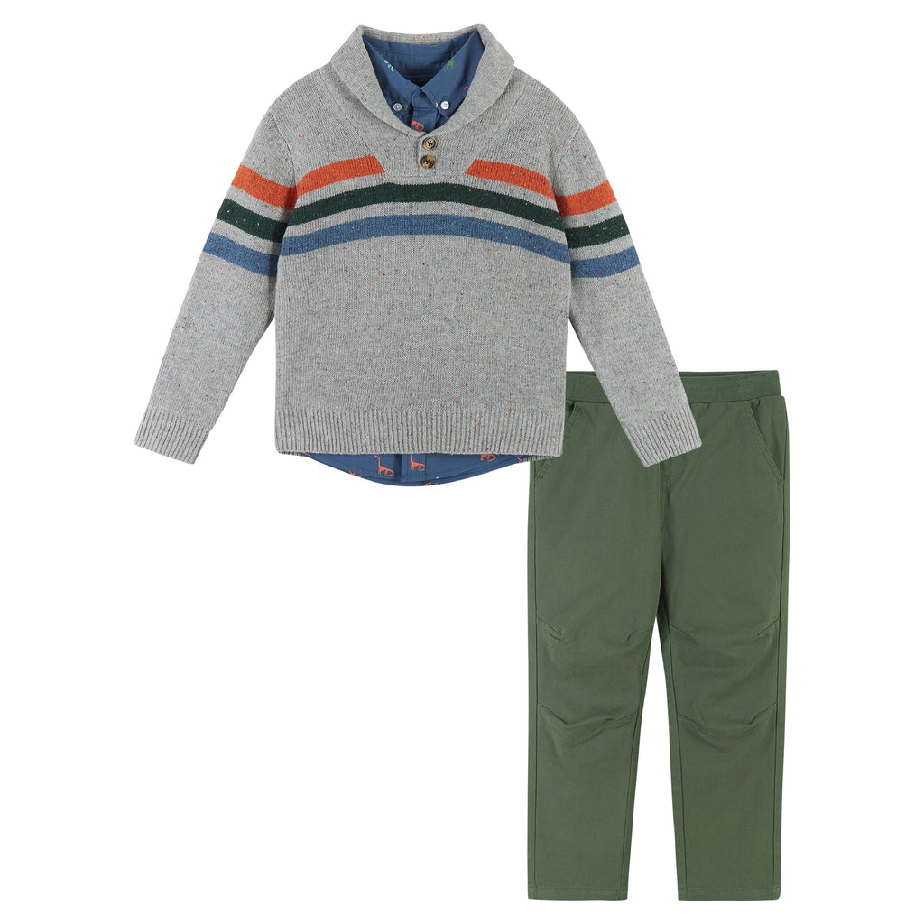 Infant 3-Piece Multi Striped Shawl Sweater Set - Andy & Evan