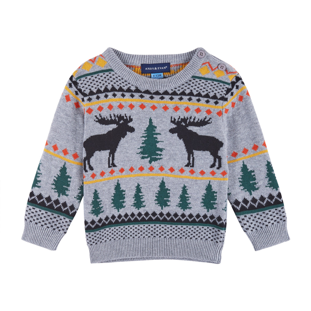 Baby Boy Winter Lodging Moose Sweater Set - Andy & Evan