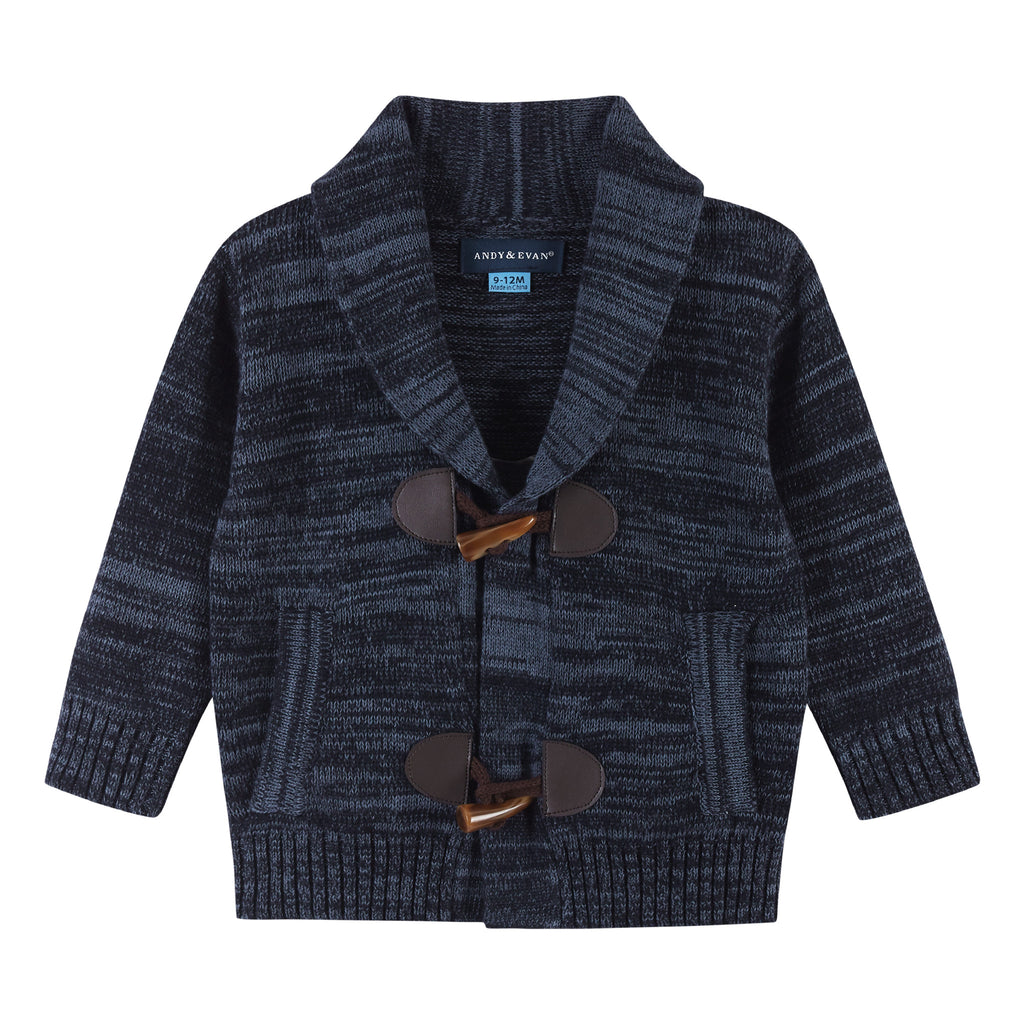 Infant 3-Piece Marled Navy Toggle Cardigan Sweater Set - Andy & Evan