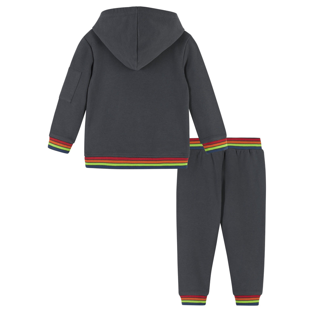 Infant Grey Stripe Hooded Sweatshirt Set - Andy & Evan