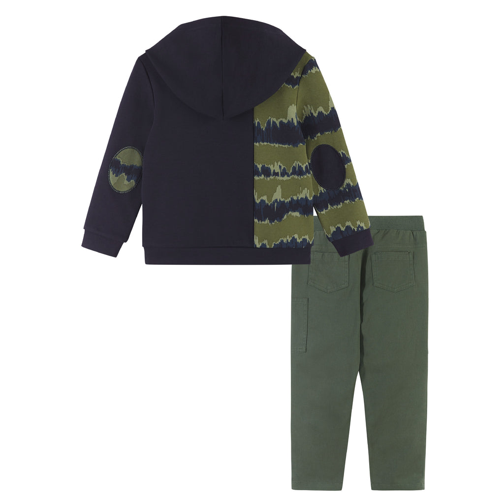 Boys Navy & Green Tie Dye Contrast Sweatshirt Set - Andy & Evan
