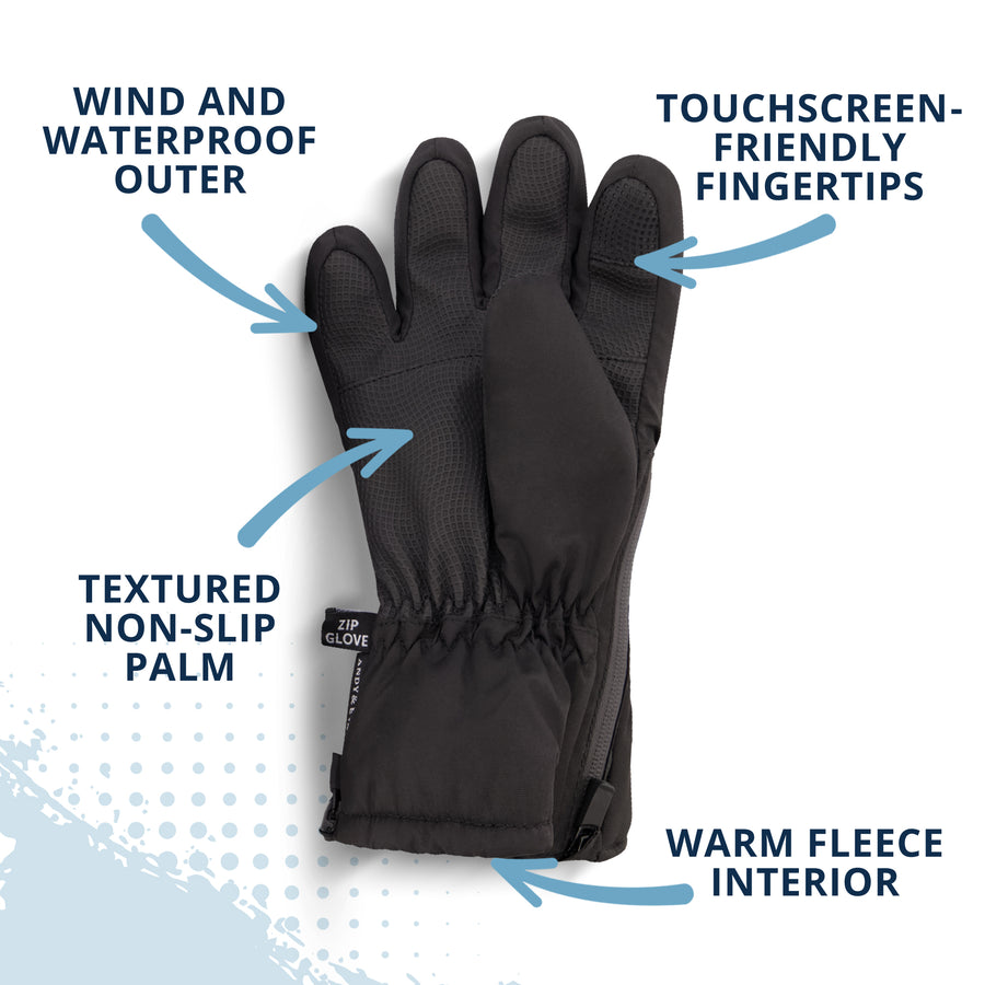 Winter & Ski Glove powered by ZIPGLOVE™TECHNOLOGY |Black – Andy & Evan