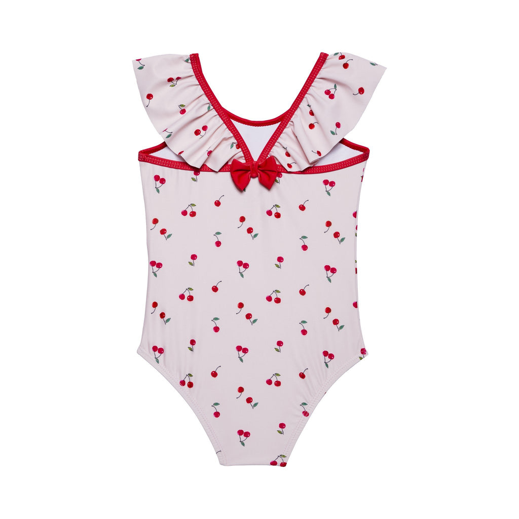 Infant Girls Pink Cherry Bow Back Swimsuit - Andy & Evan