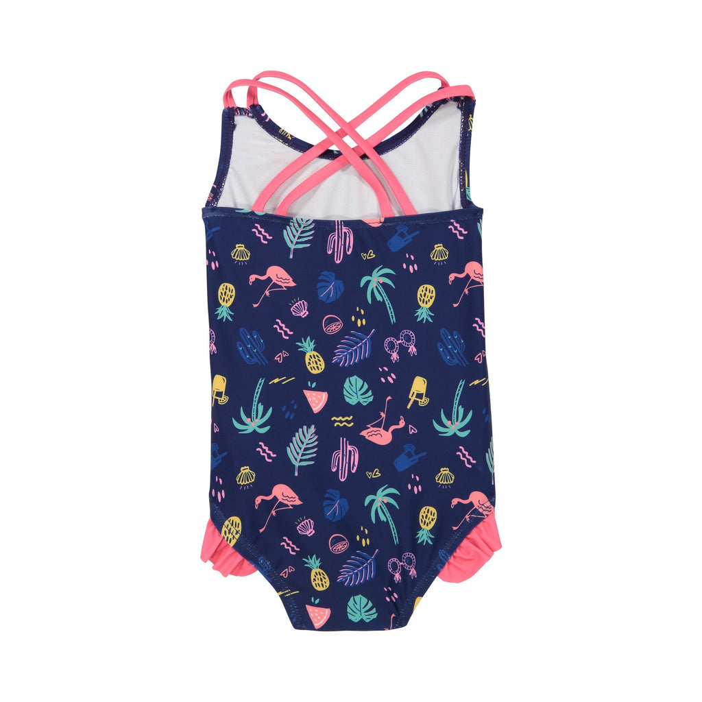 Infant Girls Navy Neon One-Piece Swimsuit - Andy & Evan