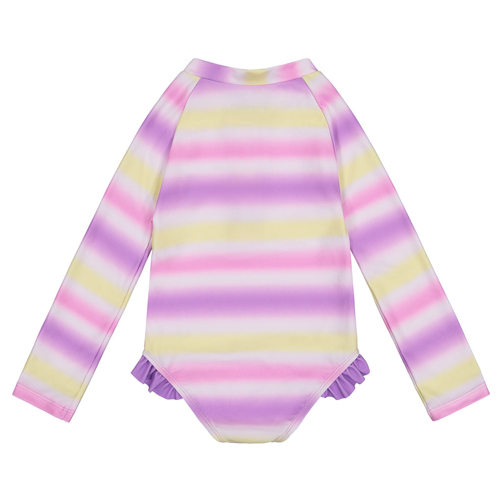 UPF 50 Girls Ombre Stripe Long Sleeve Swimsuit - Andy & Evan