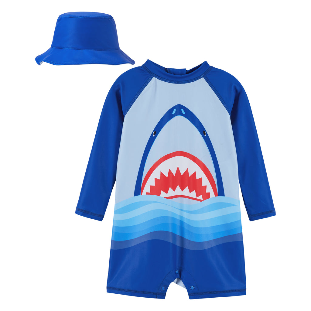 Boys Shark Swim Romper (3-6 Months) - Andy & Evan