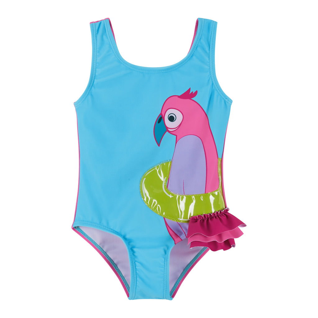 Girls Reversible Bird Applique 1-Piece Swimsuit - Andy & Evan