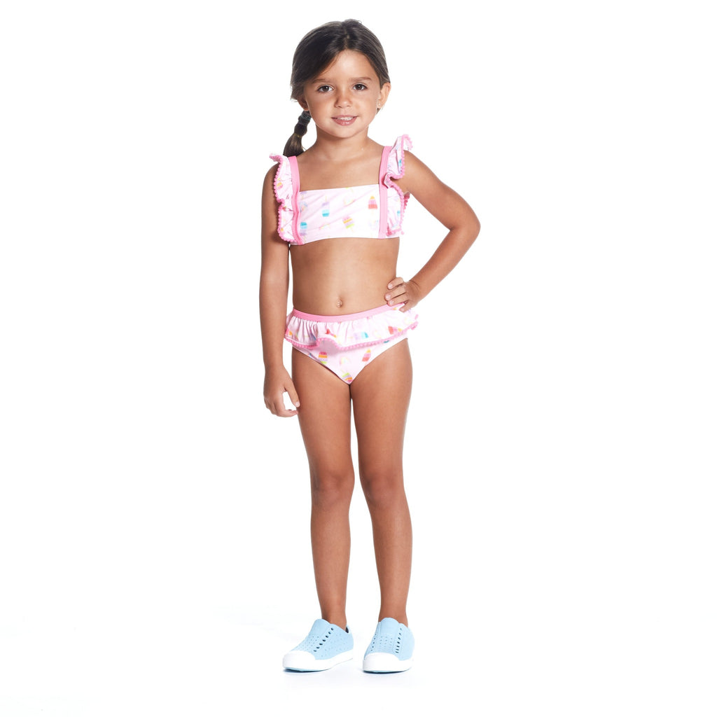Girls Pink Popsicle 2-Piece Ruffle Swimsuit - Andy & Evan