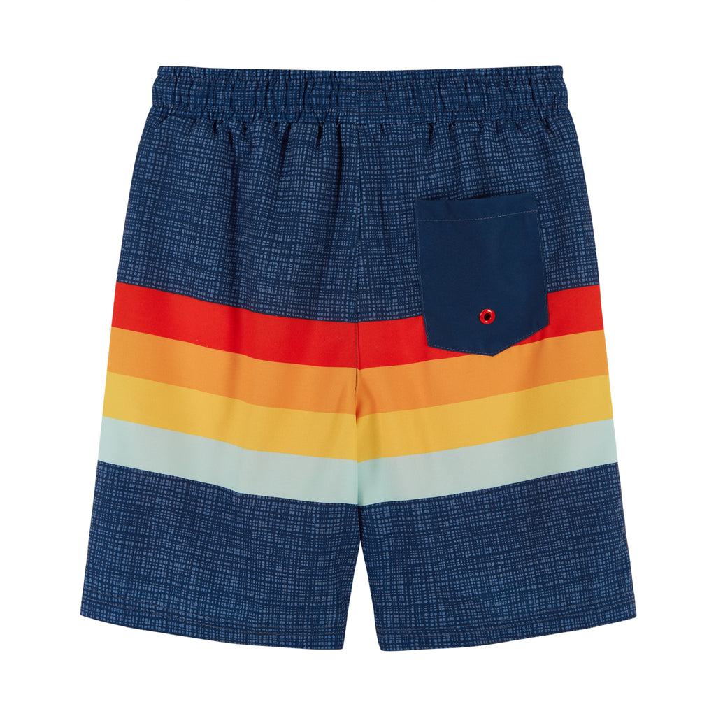 UPF 50+ Boys Comfort Lined Blue Colorblock Board Short (Size 4-7) | Navy - Andy & Evan