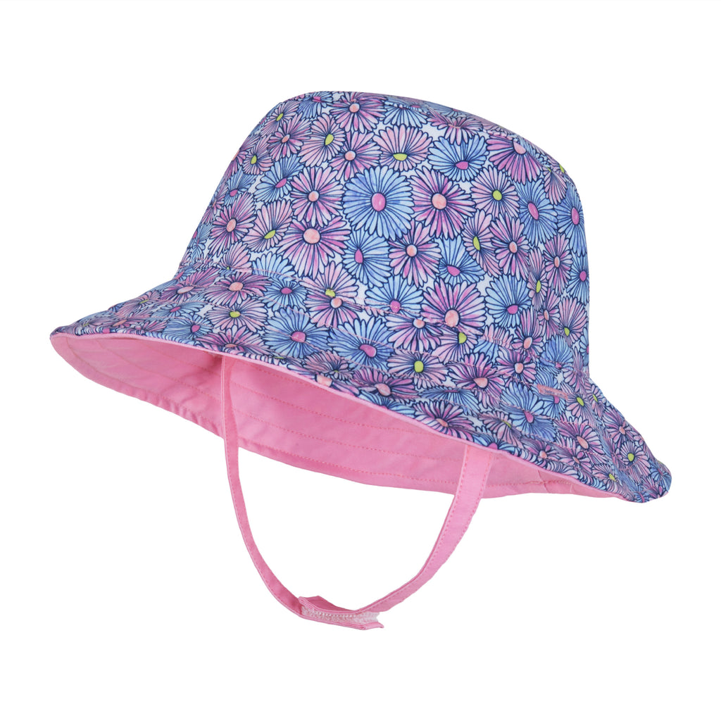 UPF 50+ Reversible Floral Print Bucket Hat (Size 2-4 Years) | Purple - Andy & Evan