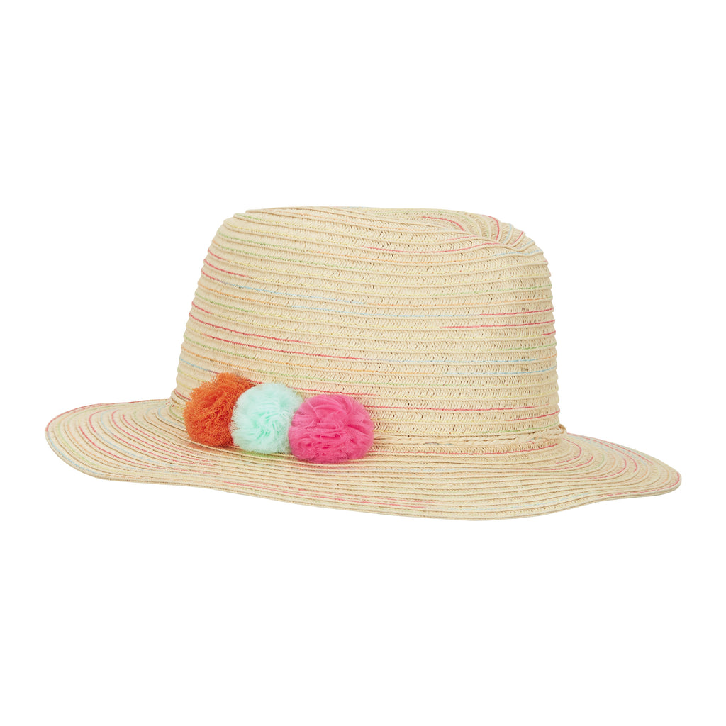 Colorful Pom Pom Sun Hat (Size 2-4 Years) | Beige - Andy & Evan