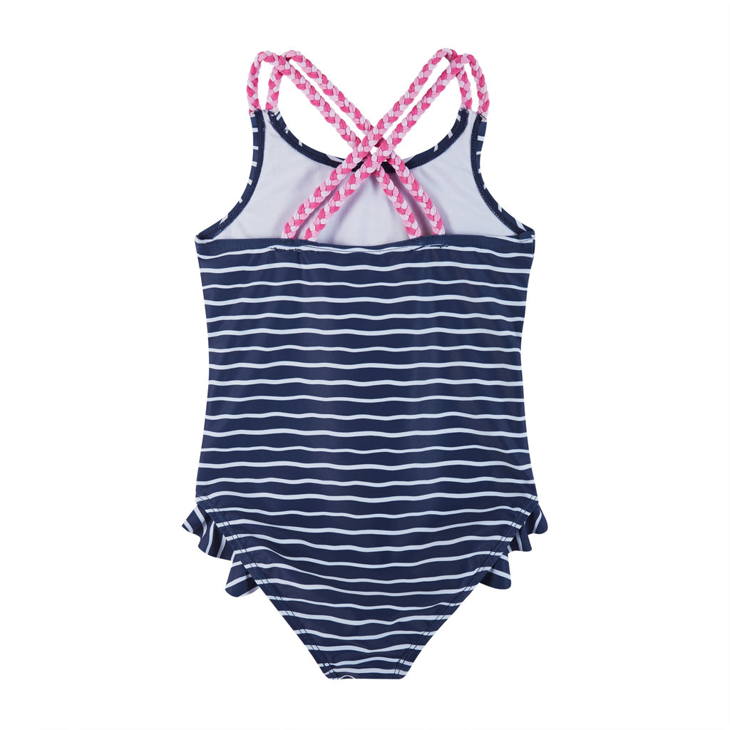 UPF 50+ Flamingo Print One-Piece Swim Suit | Navy - Andy & Evan