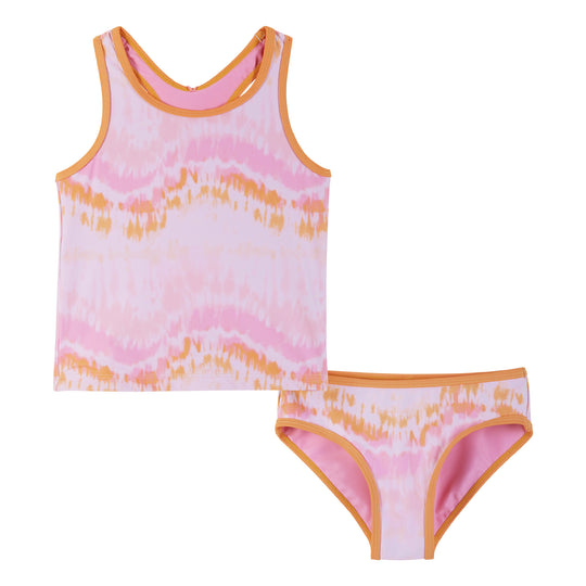 UPF 50+ Reversible Tie Dye Print Swim Set | Pink