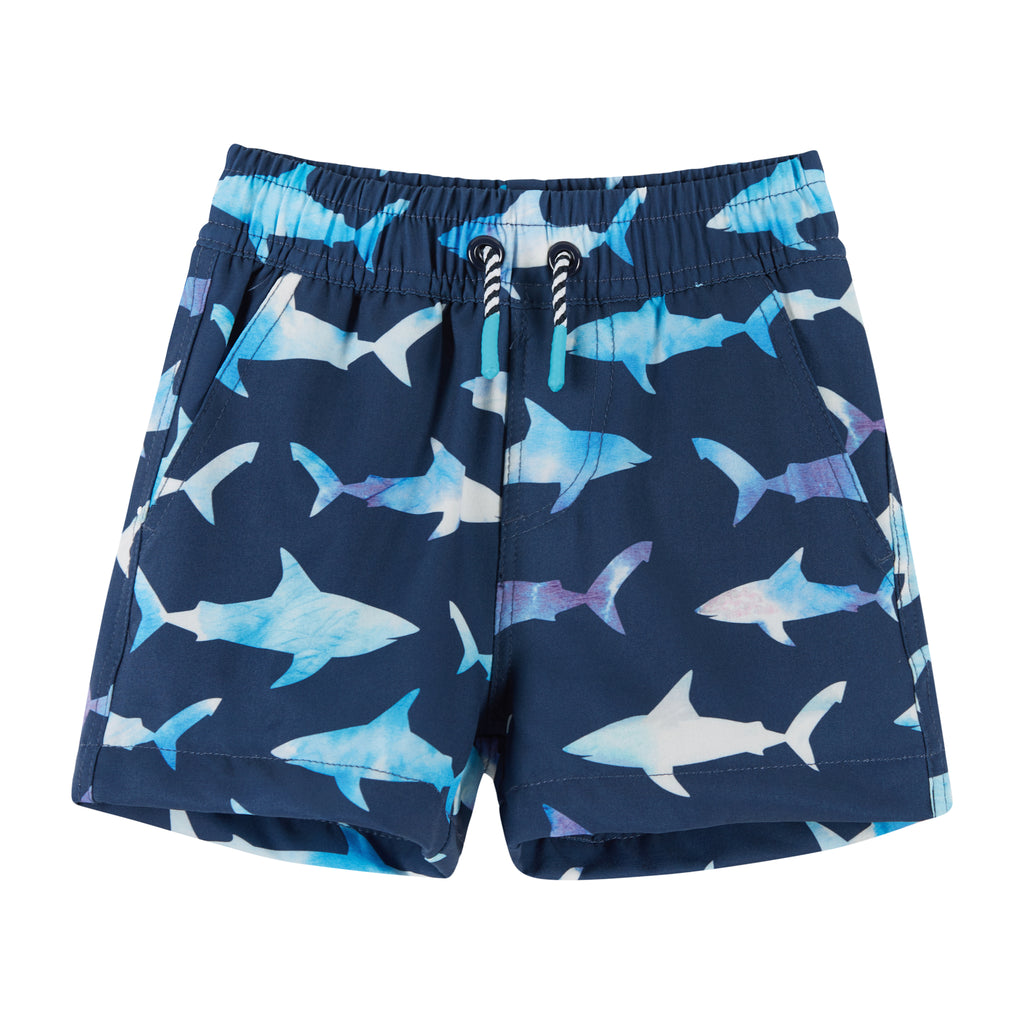 UPF 50+ Infant Boys Short Sleeve Tie Dye Shark Rashguard Swim Set - Andy & Evan