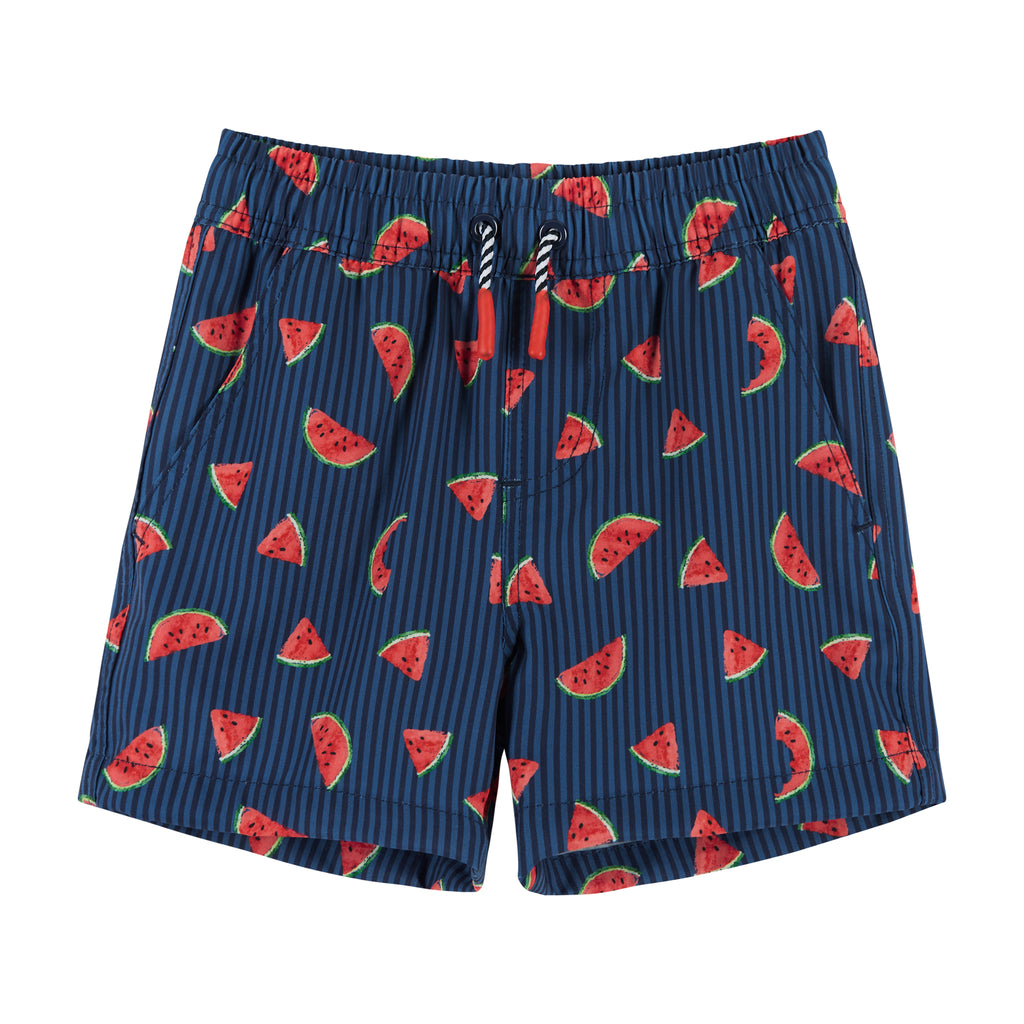 UPF 50+ Short Sleeve Navy Watermelon Rashguard Swim Set - Andy & Evan