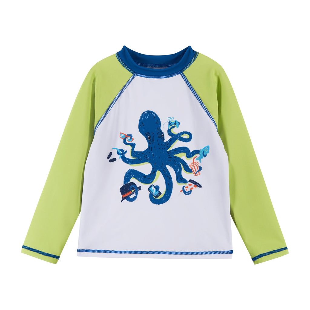 Infant UPF 50+ Fun Octopus Rashguard & Swim Trunk Set | Green - Andy & Evan
