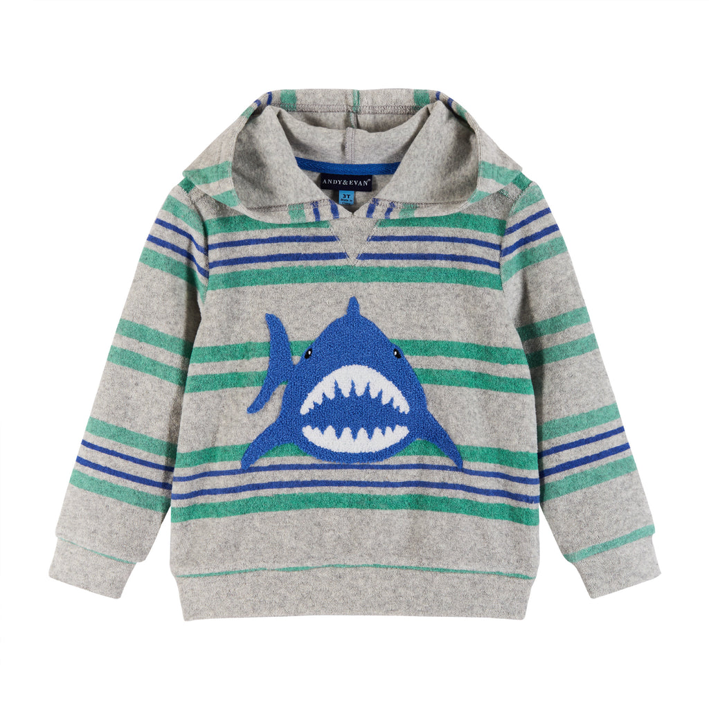 French Terry Shark Hoodie Set | Gray - Andy & Evan