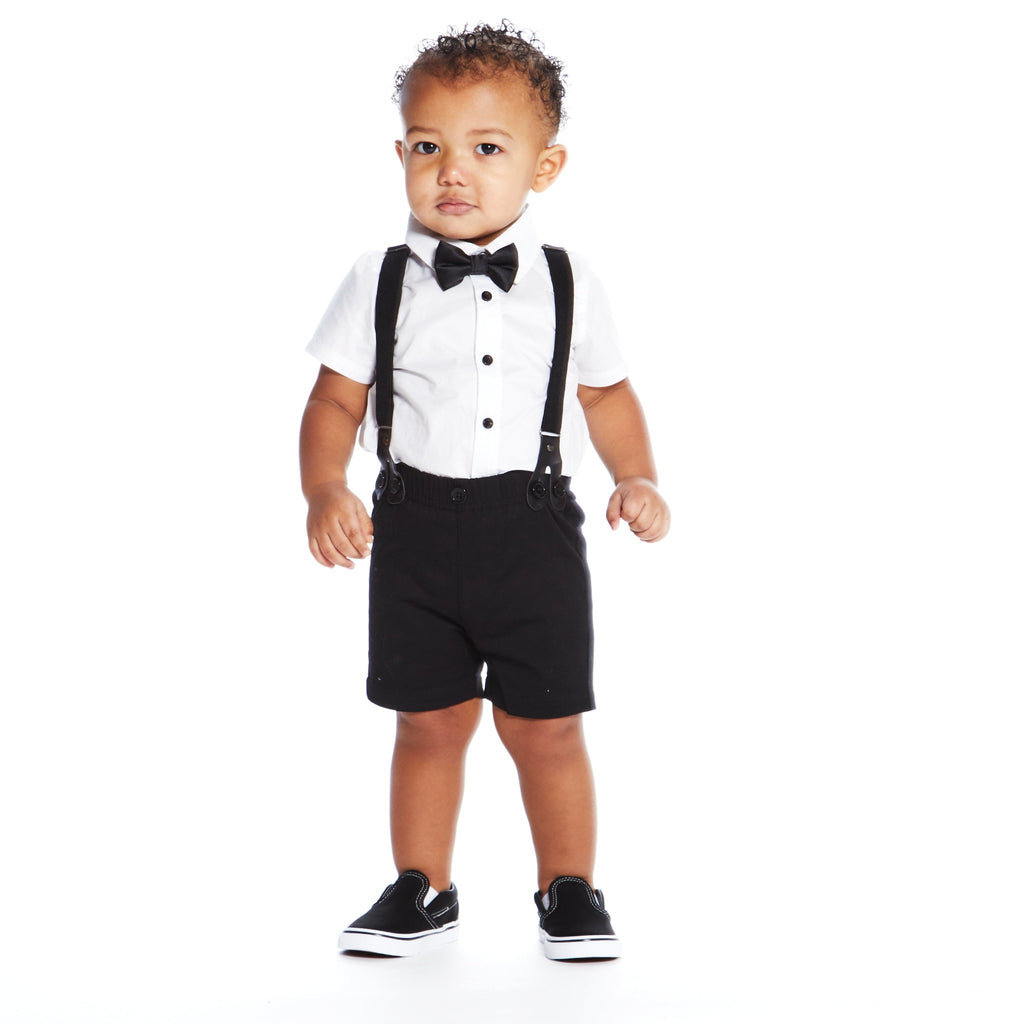Baby Boy Tuxedo Set with Tie & Suspenders - Andy & Evan
