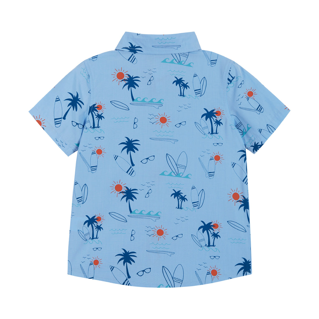 Surfs Up Print Button-Up | Blue - Andy & Evan