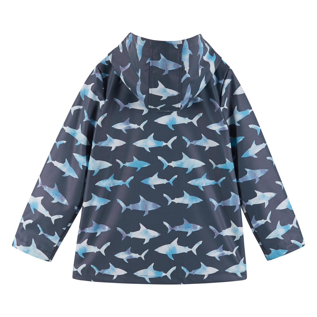 Shark Print Rain Coat | Blue - Andy & Evan