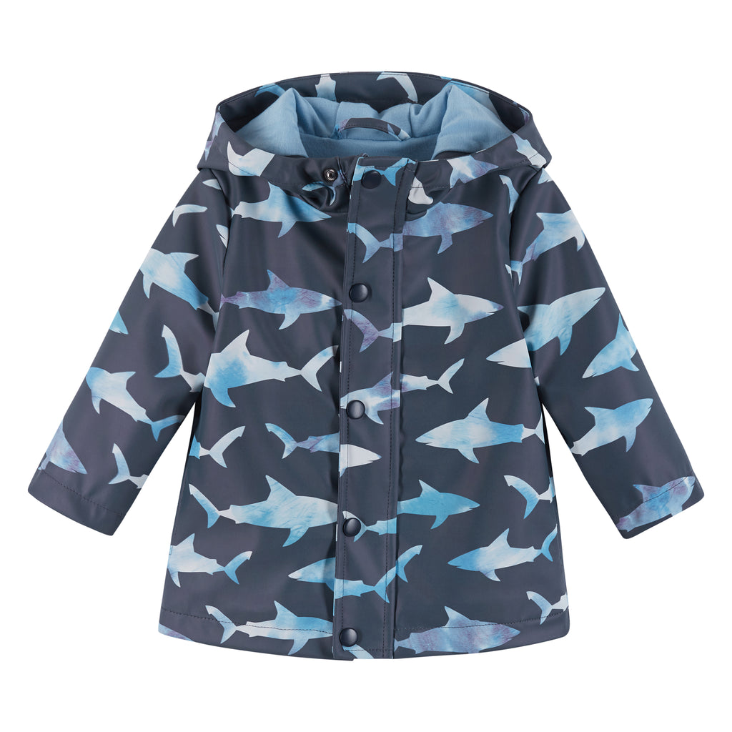 Infant Shark Print Rain Coat | Blue - Andy & Evan