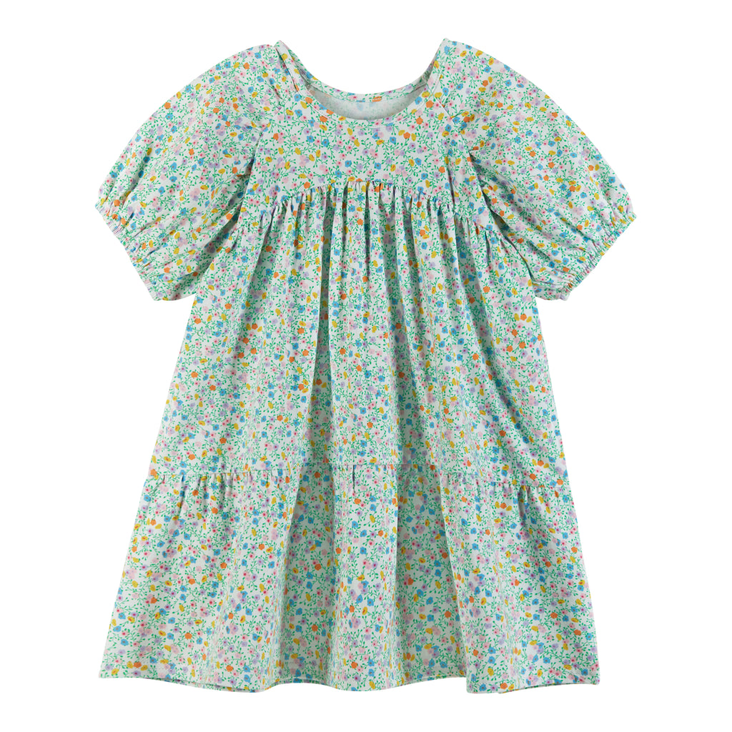 Floral Print Puff Sleeve Dress | Multi/White - Andy & Evan