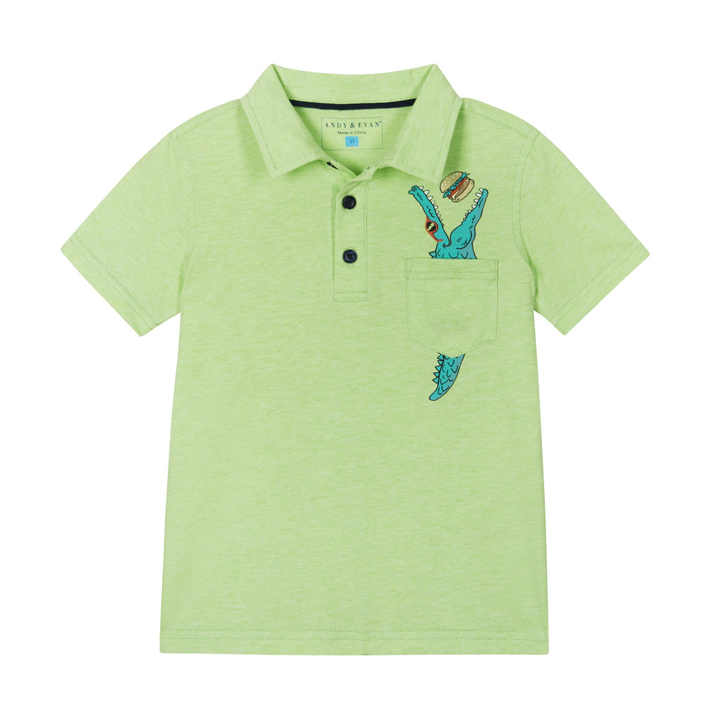 Fun Crocodile Print Polo Shirt | Green - Andy & Evan