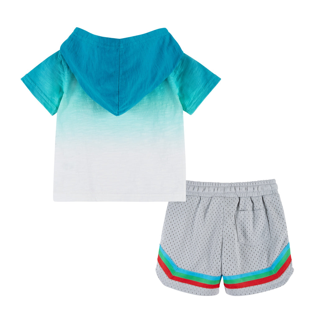 Baby Ombre Palm Tree Print Hooded Tee & Short Set | Blue - Andy & Evan