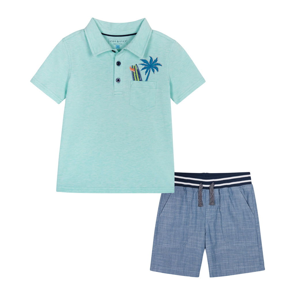 Surfs Up Polo & Short Set | Blue - Andy & Evan