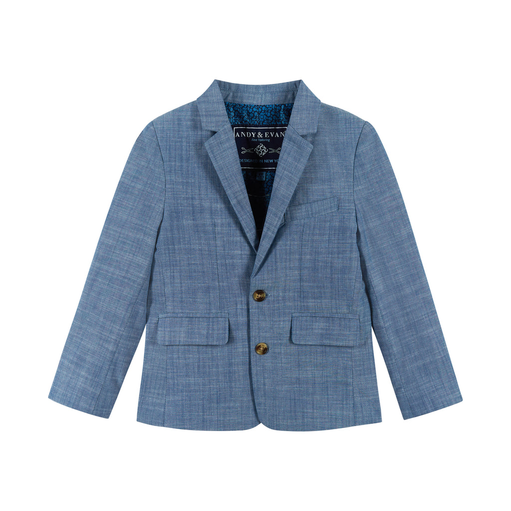 2-Piece Chambray Suit Set | Blue (Size 7 -16 Years) - Andy & Evan