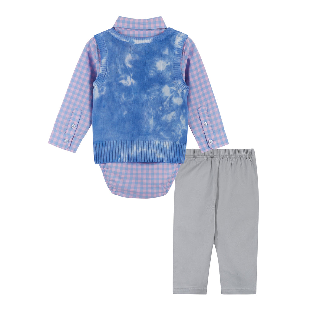 Baby Boy 4-Piece Tie Dye Plaid Vest & Pant Set | Multicolor - Andy & Evan